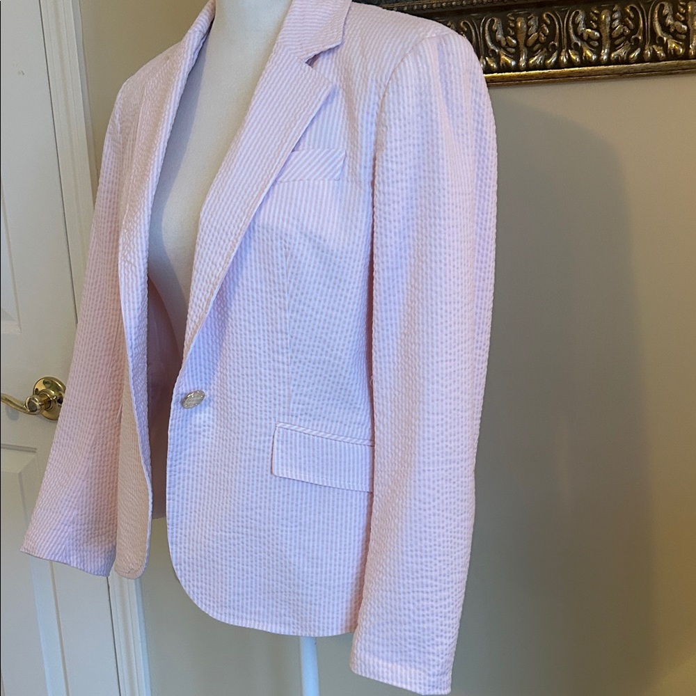 Anne Klein Pink Seersucker Blazer - Picture 5 of 10